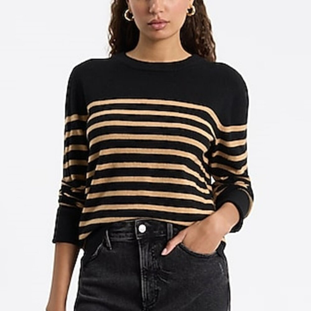 Express Black and Gold Striped Sweater